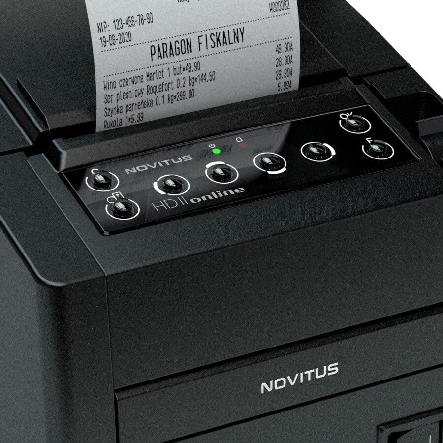 Drukarka fiskalna Novitus HD II Online szybki wydruk paragonów i faktur VAT